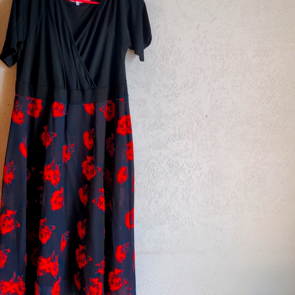Red and Black floral Valentine's day dress